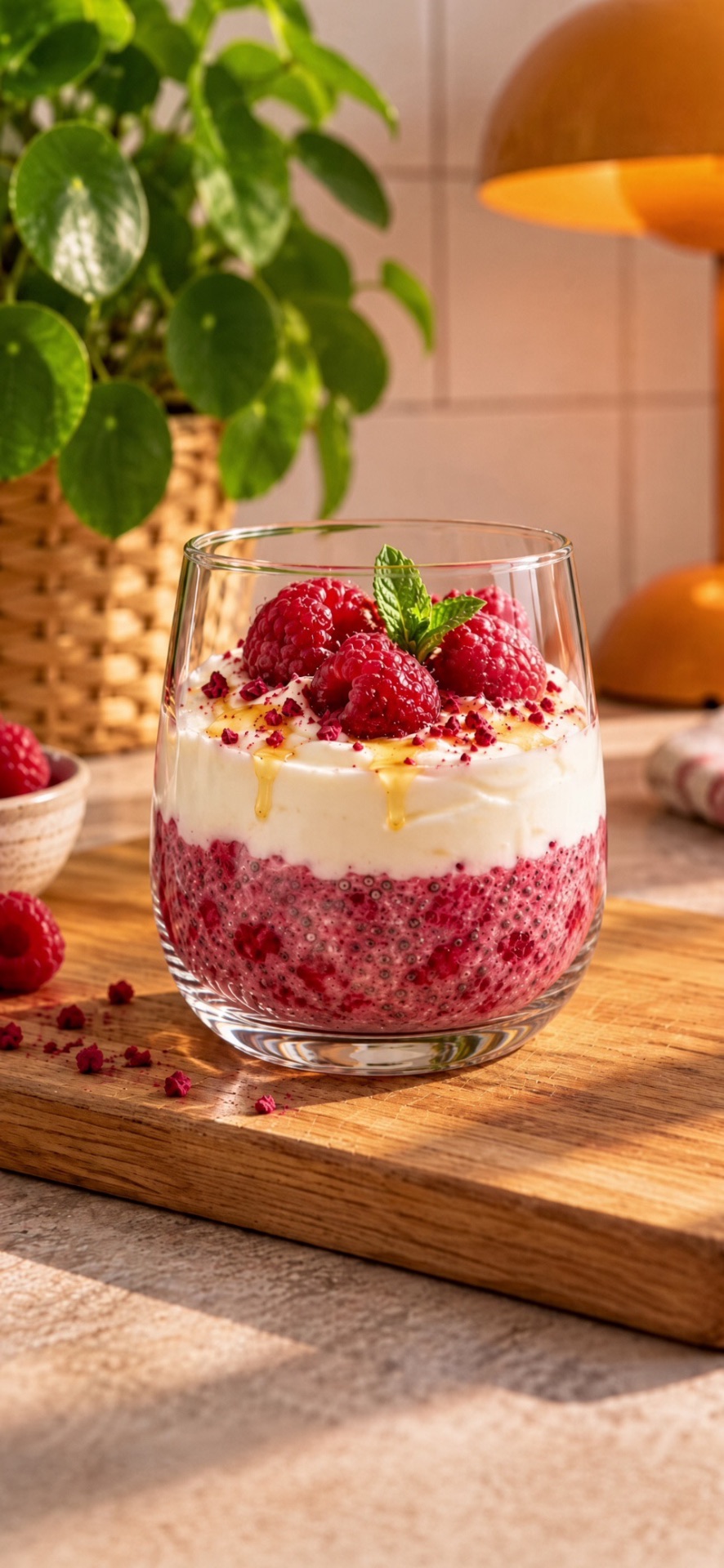 Raspberry Chia Protein Pudding